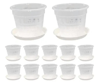 Orchid Pot Set Plastic Plant Pots Set With Holes and Saucers Orchid Planter Set for Home Lawn Garden White 12Pcs 4.3 Inch