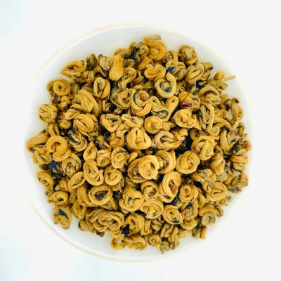 Yunnan Golden Snail Black Tea Dianhong JInluo Red Tea China High Quality Organic Local Feature Kurled