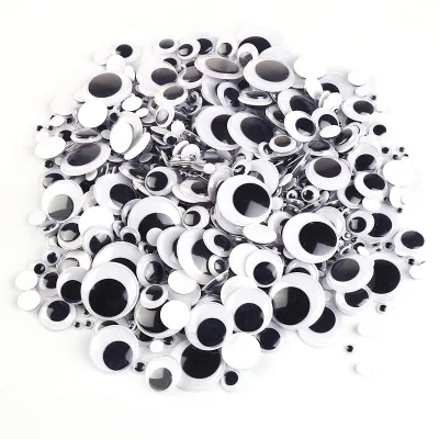 Bview Art 500 Pieces Plastic 6mm -12mm Black Wiggle Googly Eyes with Self-adhesive