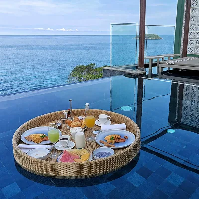 Modern Rectangular Floating Rattan Water Tray Eco-Friendly Water Resistant Outdoor Dining Breakfast Afternoon Tea Dinner
