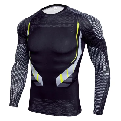 High Quality Civic Sports Camouflage Compression T Shirts Sublimation Polyester Quick Dry Full Sleeve Rash Guard for Men