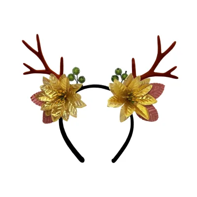 Flower butterfly Headband Deer Horn Flower Headband New Christmas Headband Christmas Decoration Gift