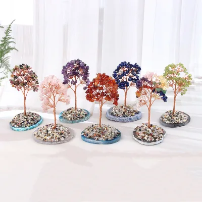 High Quality Natural Crystal Stone Healing Folk Art Handmade Crystal Money Tree for Home Decoration