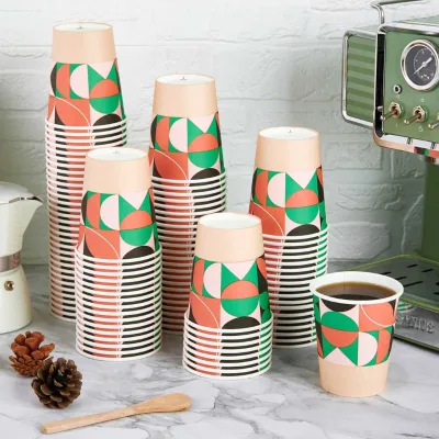 8oz 10oz 12oz 16oz 20oz PLA Lined Compostable Biodegradable Paper Hot Cups Single Wall Coffee Cups