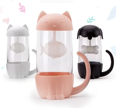 Tea Mug with Handle with Lip Soak Filter Heat Resistant Class Tea Cup  Glass Jar with Tap Glass Fruit