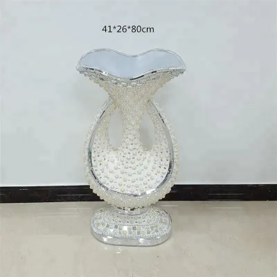 759 New Design Wholesale Large Crystal Sparkle Polystone Planting Vase