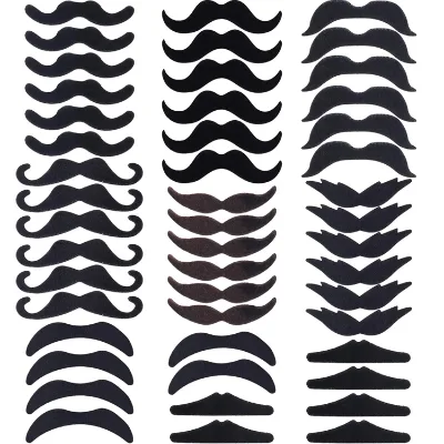 Hstyle 48Pieces 16 Styles Mustaches Self Adhesive Novelty Beards Mexican Fiesta Carnival Halloween Party Accessories