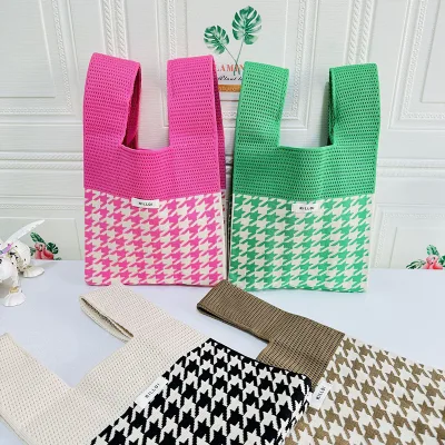 Landfond Hot-sale Fashion Unique Design Sense Digital Printing Knit Bag Summer New Vest Shape Letter Crochet Bag