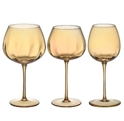 Colored Wine Glasses, Crystal Lead-free Wedding Wine Glasses, Decorated with apple Shaped Amber Burgundy Tall Glasses