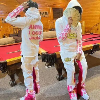 Custom Puff Printing Logo Heavyweight Oversized High Quality Sweatpants and Hoodie Set Slim Fit Tracksuit for Men