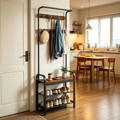 Best Seller Coat Rack, Hall Tree with Shoe Bench for Entryway Entryway Bench with Coat Rack 4-in-1, with 9 Removable Hooks
