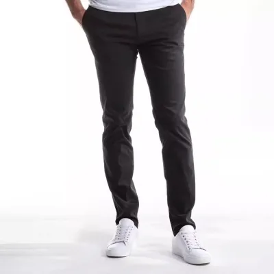 Men's Spring Autumn Casual Solid Color Loose Sweatpants New High Elastic Straight Twill Cotton Dark Wash Business Pocket Baggy