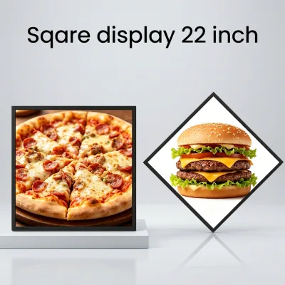 OEM Square 22/33.2/44.9" LCD Wall Mouted Commercial Signage Screen LED Backlit Anti-Glare Capacitive Touchscreen WiFi Hotspot