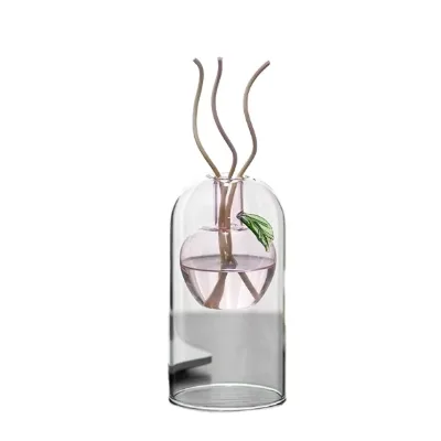 Wholesale Custom Creative Pink Apple Shaped High Borosilicate Glass Art Deco Tabletop Vase