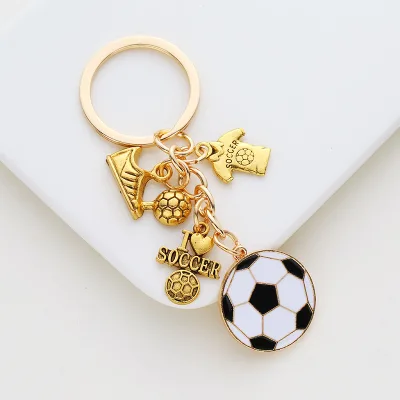 New Design Football Field Metal Key Chain Soccer Team Trophy Keychains