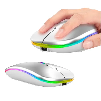 Custom Wireless Led Mouse Portable USB Rechargeable Dual Model RGB Light up Mouse for Gaming