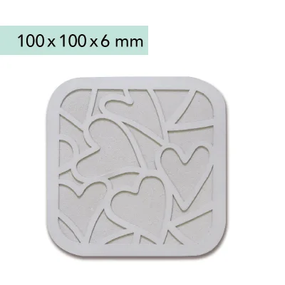 Modern Square Concrete Coasters Heart Pattern Design for Table Decoration