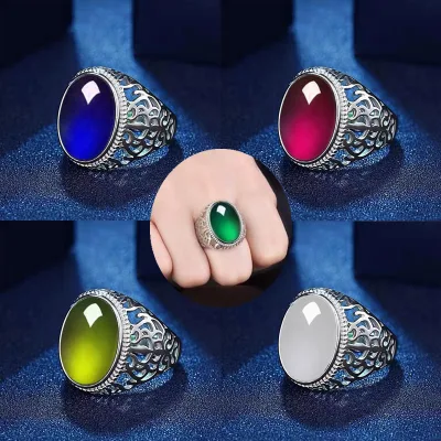 Wholesale Custom Man Dainty Luxury Design Agate Ring Agate Gemstone Men's Rings Jewelry