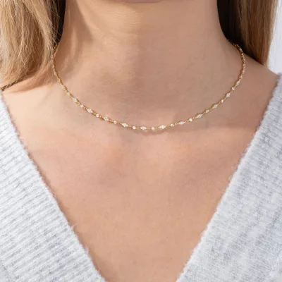 Delicate Iced Out CZ Paved Round Rhombus Necklace Silver Gold Plated Wedding Engagement Geometric Choker Necklace Women Jewelry