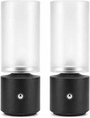 Battery Operated LED Electronic Candle Lights Glass Cylinder Jar Led Candle Light with Neon Light for Party Decorations