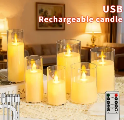 Charging LED electronic candle lamp smoke-free candle for wedding atmosphere lighting festival party concert decoration