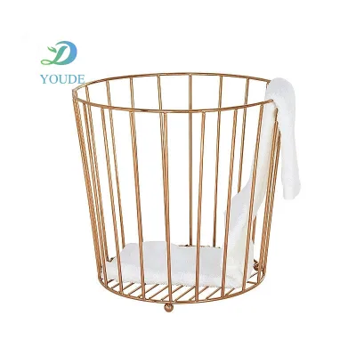 Wholesale Stainless Steel Bathroom Towel Clothes Storage Basket Hotel Metal Towel Basket