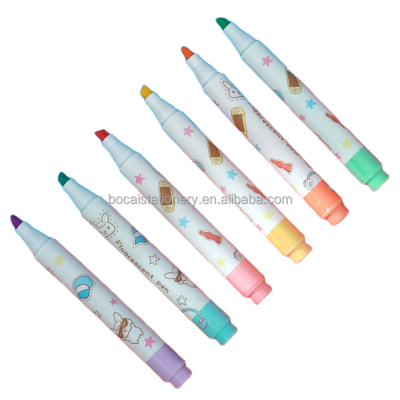 Cartoon Highlighter Set Dual Tips 6 Color Highlighters for Students and Children