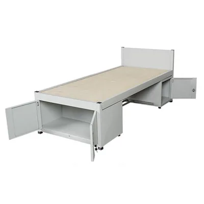 Modern Bedroom Furniture Sleep Metal Beds with Storage Cabinet