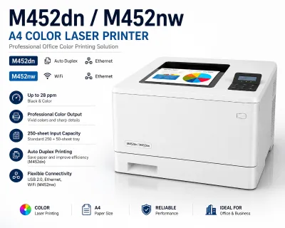 M452dn M452nw A4 Color Laser Printer Network Wireless Office Printer