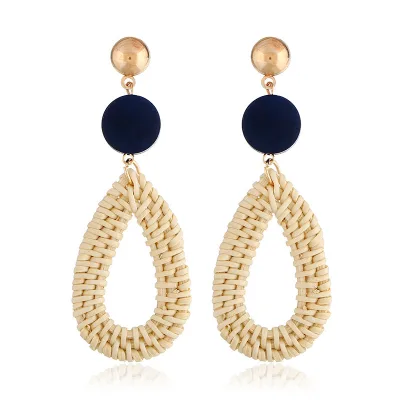Hot Rattan Earrings Handmade Woman Wholesale Rattan Wooden Earrings Wooden Dainty Dangle Earrings