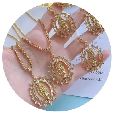 Virgin Mary Necklace, Holy Pendant Necklace, Mary Gold Filled Necklace Gift for Her