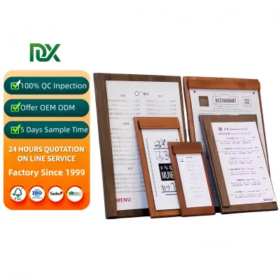Custom Walnut Wood Menu Clipboards Magnetic Display Board Menu Holder for Restaurant Coffee Bar Desktop Decorative Menu Splint