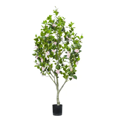 Wholesale Indoor ArtificialC Amellia Tree Home Decoration White Camellia Tree