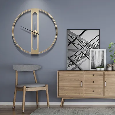 Stylish Luxury Metal Round Wall Clock - Decorative Minimalist Hollow Design, Modern Skeleton, Perfect for Living or Bedroom