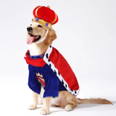Party Decor Funny Dog Clothes Pet Cosplay king Cloak and Hat Dog Costumes for Halloween