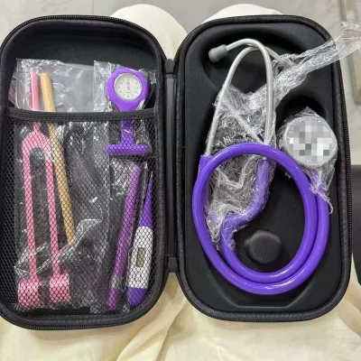 Deluxe Best Quality Double Head Stethoscope Light Black Auditory Head