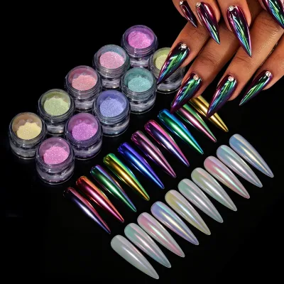 Hot Sale Overseas Nail Polish Pigment Chameleon Powder Nail Supplies Pigment Chrome Candy Color Nail Paint Pigment Powder