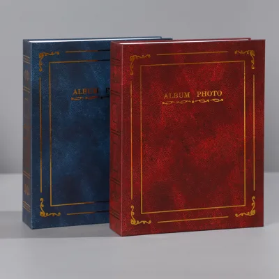 6-Inch Retro Photo Album with Bronzing Cover 4R100 Interstitial Leather Cover Small Vintage Style Export Photo Book