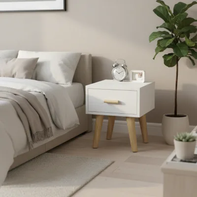 Small Apartment Bedroom Wooden Mini Nightstand with Drawer