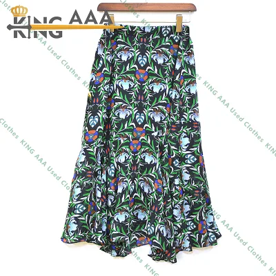 European Style Hot Selling Used Clothes Silk Lace Printed Skirt Clothes Bales