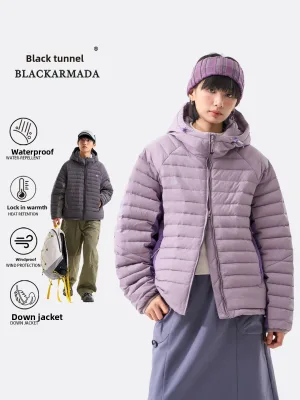 Customizable Mountain Series Outdoor Jacket 90% White Duck | Contrasting Color Paneling Thick-Lined Hooded Coat Zipper