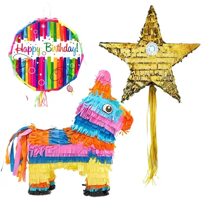 Pinata Children's Birthday Party Supplies Party Games Candy Smashing Props Pinata Donkey Gold Pentagram Party Decoration