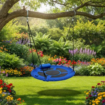 Zoshine Foldable Kids Swing with Anti-tip Base Easy Storage Design Comfortable Mesh Seat Small Space Indoor/Outdoor School