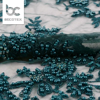 Good Price Custom Design Hand Beaded Lace Fabric Embroidery for Lady Dress