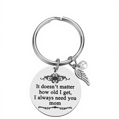 Mother's Day Birthday Valentine's Day Christmas Gifts for Mom Daughter Son Metal & Pearl Keychain Round Shape with Pearl Charm