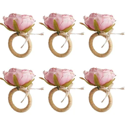 Pink Peony Flower Table Decorations, Napkin Holders, Rings, Wedding Decorations, Autumn Decorations, Daily Banquet Decorations