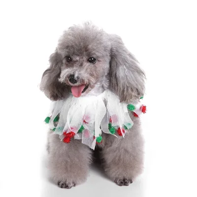 Modern Style Pet Dog Christmas Hat Scarf Collar Set Halloween Decoration with Colorful Ribbon Neck Wrap Printed Polyester design