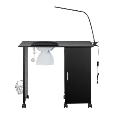 Professional Multifunctional Nail Table with LED Light & Dust Collection System Modern Design Multi-layer Storage for Manicure