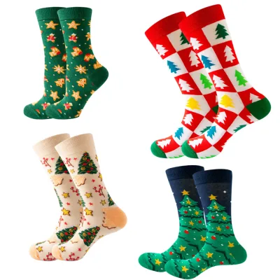 Christmas Santa Socks Women Cotton New Design Christmas Tree Gingerbread Man Socks