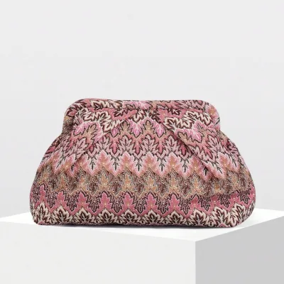 Bohemian Woven Crochet Handbag Casual Clip Purses Ruched Dumpling Clutch Ripples Portable Beach Lady Polyester Magnetic Clasp